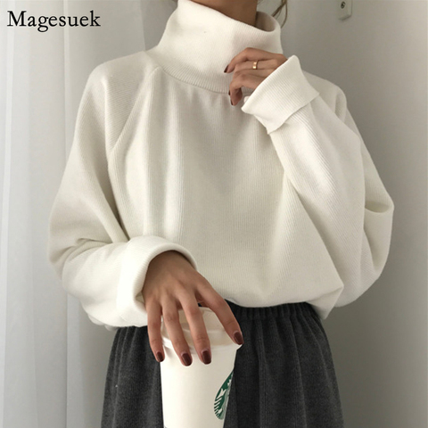 Winter White Turtleneck Sweater Women Casual Loose Knitted Sweater Jumper Long Sleeve Pullover Women Sweaters Pull Femme 10979 ► Photo 1/6