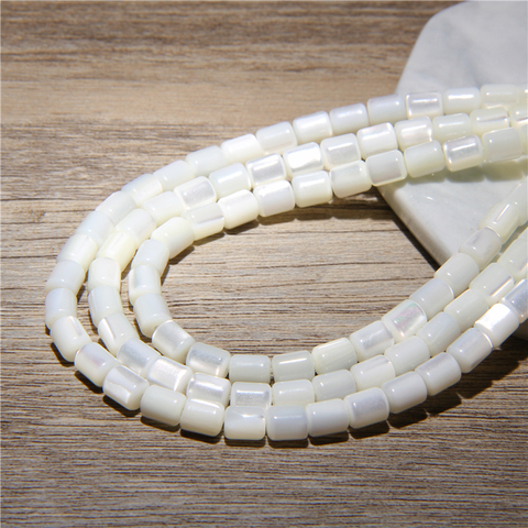 Natural White Oval Mother of Pearl Mop Shell Beads Loose Tubular  Beads for Jewelry Making Bracelet Necklace 15