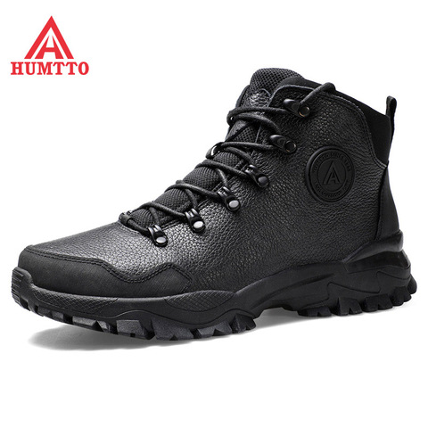 HUMTTO Brand Genuine Leather Hiking Boots for Men 2022 New Winter Waterproof Climbing Trekking Shoes Mens Outdoor Tactical Boots ► Photo 1/6