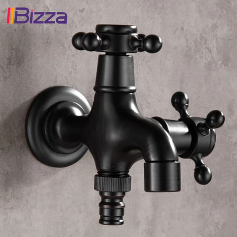 High Quality Black Oil Rubbed Bronze Double Using Washing Machine Faucet Wall Bathroom Corner Garden Outdoor Tap Mop Balcony ► Photo 1/6