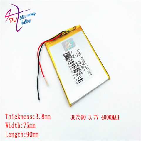 1PCS 387590  407590 3.7V 4000mah Lithium Tablet polymer battery with Protection Board For PDA  PCs Digital Products ► Photo 1/3