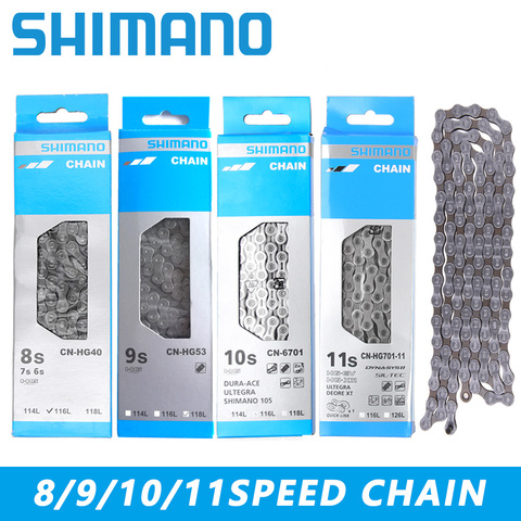 SHIMANO 8/9/10/11/12Speed Chains HG40 HG50 HG53 HG93 HG54 HG95 4601 HG601 HG701 HG901 Road MTB Bicycle Chains 112/116/118 Links ► Photo 1/6