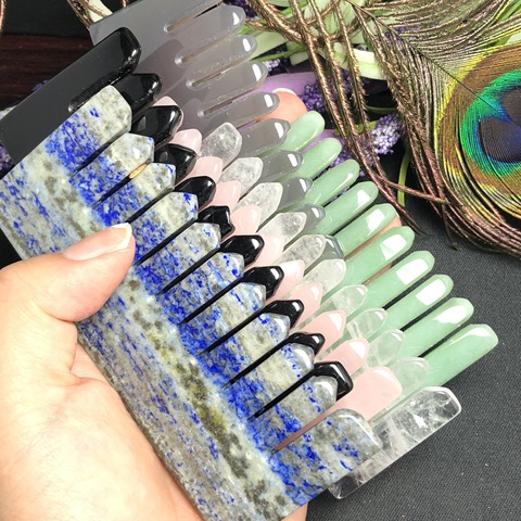 High Quality Natural Amethyst Rose Quartz Crystal Comb Wide Tooth Hair Health Massage Combs Healing Gemstone Gifts Collection ► Photo 1/6