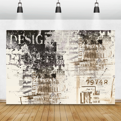 Laeacco Graffiti Old Newspapers Pattern Wall Portrait Grunge Photo Backgrounds Photography Backdrops For Photo Studio Photocall ► Photo 1/6