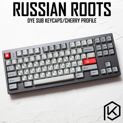 kprepublic 139 Russian root Russia font language Cherry profile Dye Sub Keycap PBT for gh60 xd60 xd84 cospad tada68 87 104 ► Photo 1/5