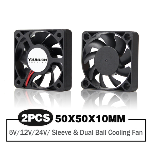 2 Pieces Dual Ball Bearing 50x50x10mm 50mm 5cm DC Brushless Cooling Fan 5V/12V/24V Cooling Cooler Fan ► Photo 1/2