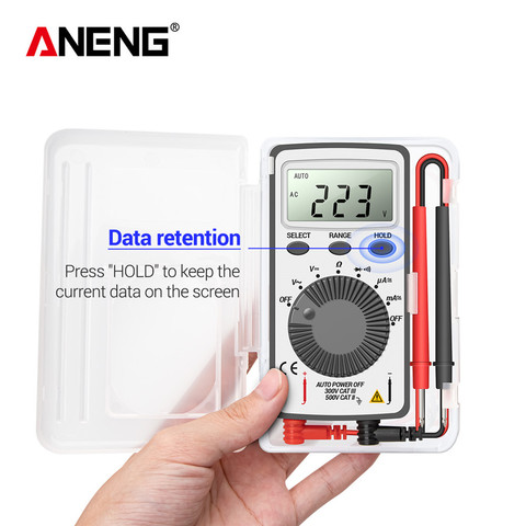 Mini Smart Multimeter 1999 Counts DC/AC Voltage Current Automatic Meter Pocket Voltmeter Ammeter Tester with Test Leads ► Photo 1/6