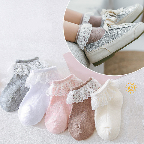 New Baby Lace Lace Boat Socks Thin Section Cotton Socks Newborn Female Baby Non-slip Floor Socks ► Photo 1/6
