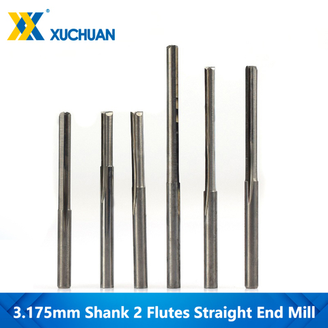 2 Flutes Straight Milling Cutter CNC Router Bit Engraving Bits 10pc 3.175mm Shank For Wood MDF Plastic Tungsten Carbide End Mill ► Photo 1/1