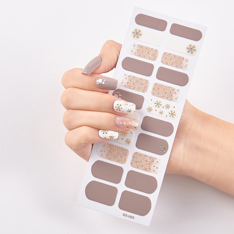 22 Tips/Sheet Solid And Patterned Nails Nail Wraps DIY Designer Nail Decals Nails Art Decoration Novidades Nail Sticker set ► Photo 1/6