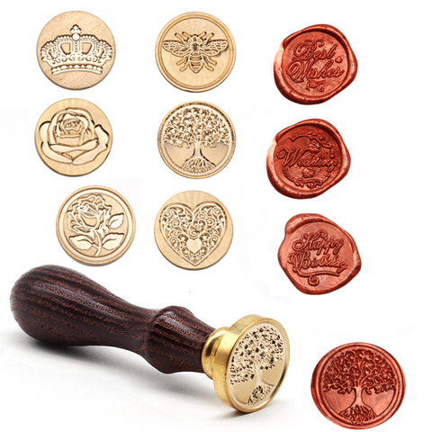 Tree Pattern Wax Seal Stamps Retro Happy Birthday Antique Wooden Sealing Scrapbooking Sollos stempel Craft Wedding Decorative ► Photo 1/6