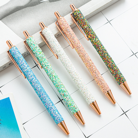 1 Pieces Lytwtw's Roller Ballpoint Pen Rhinestone Luxury Cute Wedding Rose Gold Metal Stationery School Office Supply Spinning ► Photo 1/6