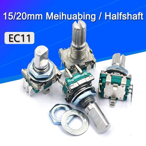 5PCS/LOT 20 Position 360 Degree Rotary Encoder EC11 w Push Button 5Pin Handle Long 15/20MM With A Built In Push Button Switch ► Photo 1/6