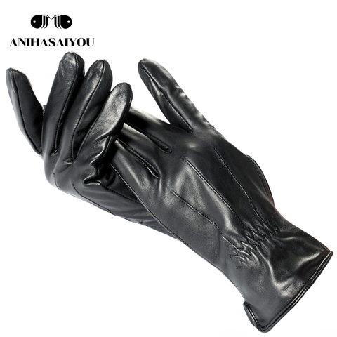 Driving thin soft mens leather gloves, warm winter gloves leather men's,black gloves male winter,sheepskin men's gloves-8007Y ► Photo 1/6