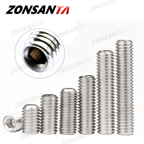 ZONSANTA Grub Screw M2 M2.5 M3 M4 M5 M6 M8 DIN916 304 stainless Hex Hexagon Socket Allen Cup Point DIY Set Door handles Bolt ► Photo 1/6