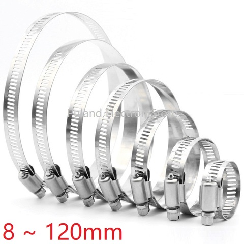 8mm ~ 120mm Stainless Steel Drive Hose Clamp Adjustable Tri Gear Worm Fuel Tube Line Water Pipe Fastener Fixed Clip Spring Hoops ► Photo 1/6