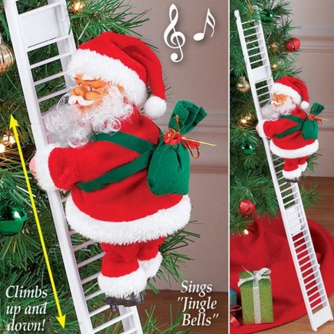 2022 Gift Electric Climbing Ladder Santa Claus Christmas Ornament Decoration For Home Christmas Tree Hanging Decor With Music ► Photo 1/6