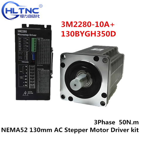 3Phase NEMA52 130mm 50N.m AC Stepper Motor CNC Stepper Motor 130BYGH350D-01 1.2Degree 6.9A+ Drive kits  With Driver  3M2280-10A ► Photo 1/2