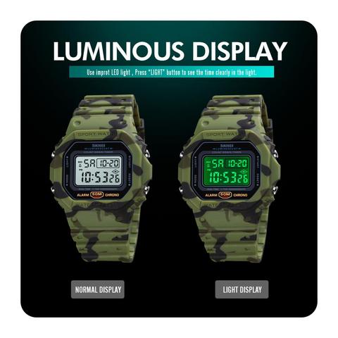 SKMEI Square 1628 Men's Digital Watch Electronic Waterproof Luminous Display 12/24 Hour Clock Date Week Sport Watch montre homme ► Photo 1/6