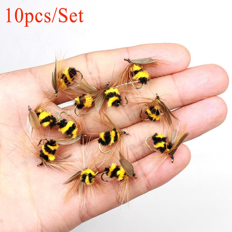 10pcs #10 Artificial Insect Bait Lure Bumble Bee Fly Trout Artificial Fishing Lures Bionic Honeybee Bait Fishing Bait Fly Bait ► Photo 1/5