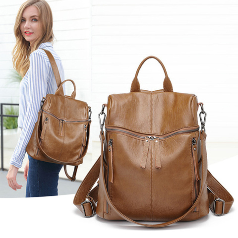 Luxury Genuine Leather Women's Backpack High Quality Fashion Cowhide Backpacks Women Casual Large Capacity Brand Shoulder Bags ► Photo 1/6