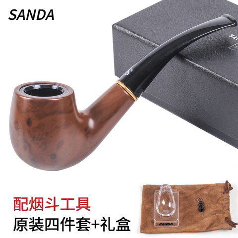 Sanda Smoking Set Smoking Pipe+Clear Pipe Stand +Cloth Bag+Gift Box Small vintage Tobacco pipe filter portable accessories ► Photo 1/6