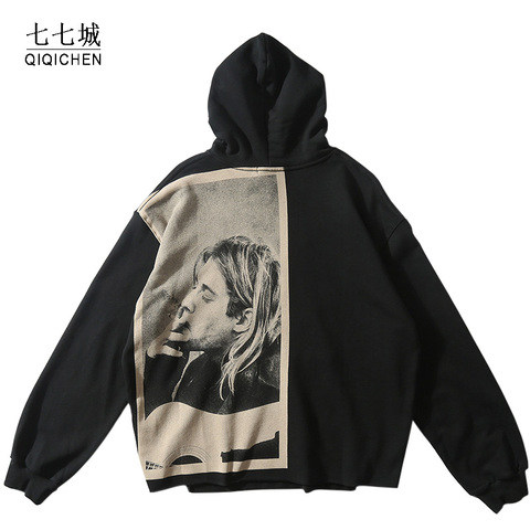 Mens Hoodie Sweatshirt Smoking Kurt Cobain Print 2022 Streetwear Hip Hop Hoodie Pullover Male Harajuku Oversize Hoodies ► Photo 1/6
