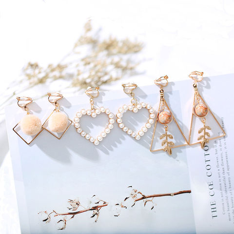 One Set 3 pairs Korea Style  Clip on Earrings No Pierced Simple Style Gold-color Geometric Clip Earrings ► Photo 1/6