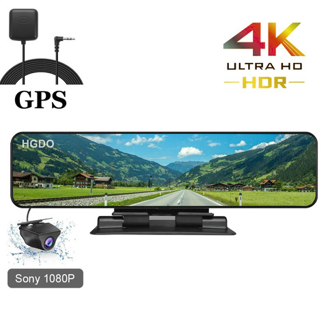 HGDO 12'' 4K 3840×2160 Car DVR GPS Track Video Recorder Sony IMX415 Rear View Mirror Camera 1080P Dashboard Cam Auto Registrar ► Photo 1/6