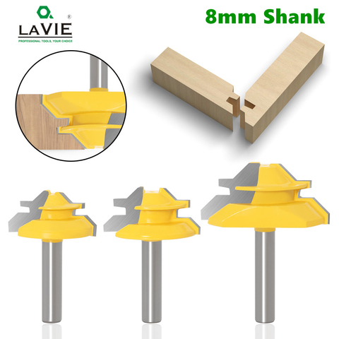 1PC 8MM End Mill Shank 45 Degree Lock Miter Router Bit Tenon Milling Cutter Woodworking Tool For Wood Tools ► Photo 1/6