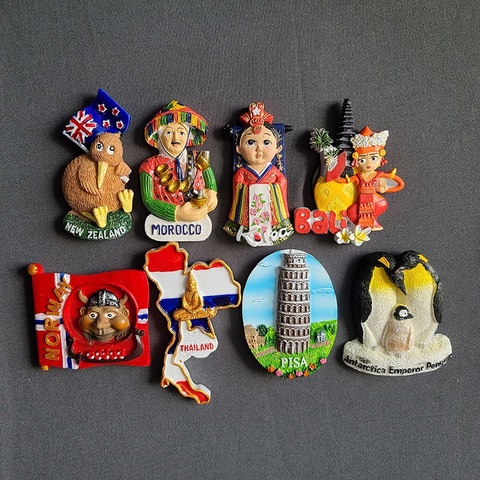 Fridge Magnets Souvenirs Morocco Norway Madrid Spain Korea Bali Indonesia Thailand Tourist 3d Resin Crafts Home Decor Gift Ideas ► Photo 1/6