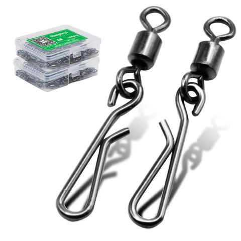 50-100pcs/box Stainless Steel Fishing Swivels Snap Interlock Rolling Swivel With Hooked Snap Hooks Fish Accessories Tool ► Photo 1/6