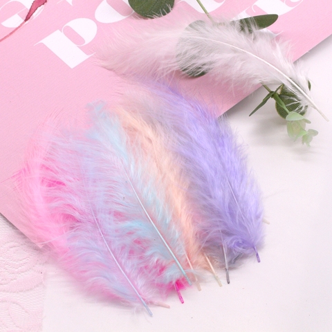 4-6 Inch 10-15CM Turkey Marabou Feathers White Pink Plume Fluffy Wedding Dress DIY Jewelry Decoration Accessories Feather  50pcs ► Photo 1/6