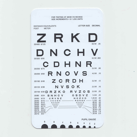 Optometric 40cm or 16 Inch Near Vision Test Cards Logmar Ophthalmic Vision Chart Decimal Read |Symbols ► Photo 1/2