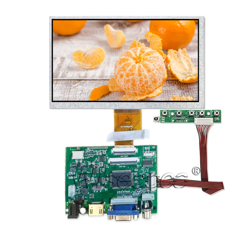 Wisecoco 7 inch 1000 nits high brightness LCD screen 1024*600 40 pin FPC with HDMI VGA AV keyboard driver board for outdoor car ► Photo 1/3