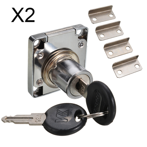 2Set Desk Drawer Lock Wardrobe Locks Cabinet Locks Furniture Cam Locks Steel Cabinet Locker with 2 Keys ► Photo 1/6