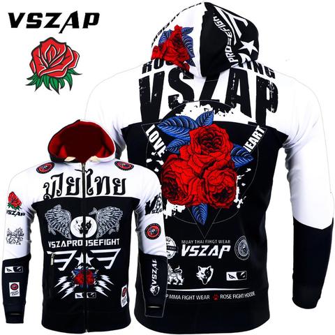 VSZAP Rose Warm Boxing Autumn Sweatshirts Gym Cloth Shirt Fighting Martial Arts Fitness Men MMA Rock Hoodies Workout Jacket ► Photo 1/6