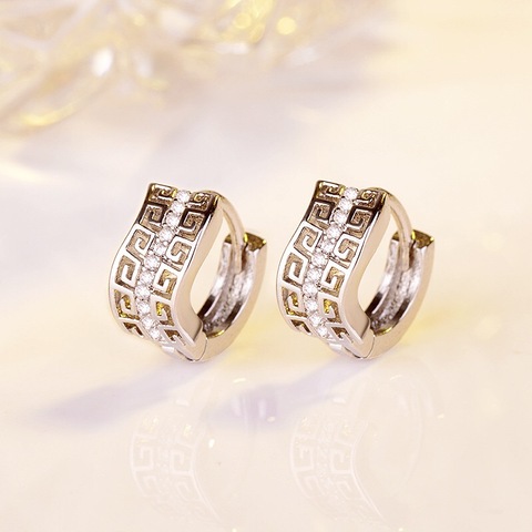 MENGYI Kpop Fashion Pattern Clip Earrings Retro Pattern 9 2 5 Silvery Earring For Women's Wedding Party Luxury Jewelry Gift ► Photo 1/6