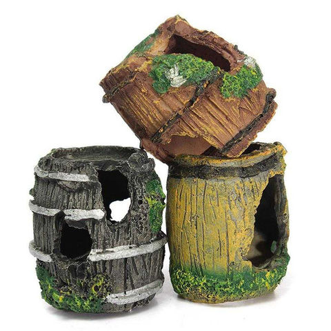 Fish Tank Aquarium Barrel Resin Ornament Cave Furnishing Landscaping  Decoration