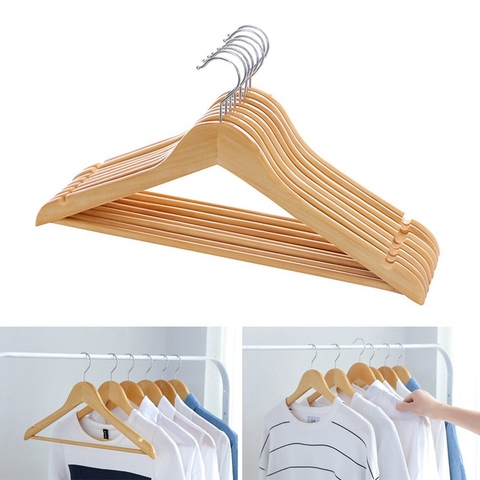Garment Display Hanger Skirt Dress Clothing Storage Rack Wooden Hangers Wardrobe Organizer Home Drying Racks Bar Metal Clips ► Photo 1/1