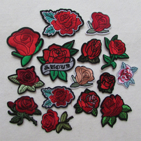 hot sale Iron-on Sew-on Patches Red Rose Flower Embroidery Motif Applique Women DIY Clothes Sticker Wedding Patch Ornament  ► Photo 1/1
