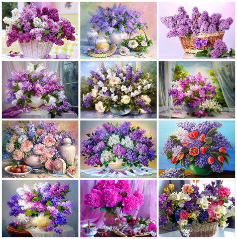 EverShine Diamond Painting Full Square Flowers Picture Of Rhinestones Diamond Embroidery  Lilac Diamond Mosaic Flowers Hobby Art ► Photo 1/6