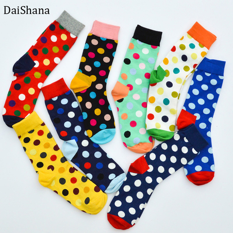 2022 Fashion Colorful Dot Cotton Man Happy Socks Personality Tide Brand Harajuku Caual Funny Sock Women Couple Meias hot selling ► Photo 1/6