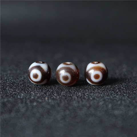 Tibet Dzi Three Eyes Dzi Real Natural Carnelian Beads Tibetan Round Dzi 8mm 10mm 12mm Stone Bead 10beads TSB0439 ► Photo 1/3