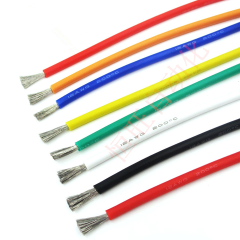 1 Meter Silicone electronic Wire 12AWG 14AWG 16AWG 18AWG 22AWG 24AWG 26AWG 28AWG 30AWG Soft Silicone Cable Test Line For DIY ► Photo 1/6