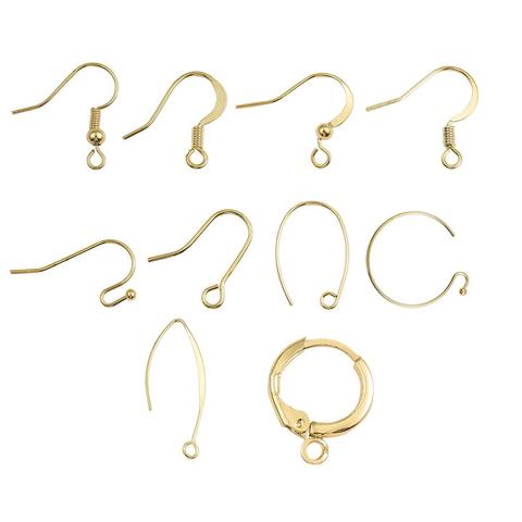 10-20pcs/lot 18K Gold Plated Copper French Earring Hooks Wire Settings Base Earrings Hoops For DIY Jewelry Making Accessories ► Photo 1/6