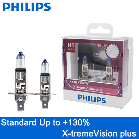 2X Philips H1 12V 55W P14.5s X-treme Vision Plus Xenon White Light Halogen Headlight 130% Brighter Car Bulbs Genuine 12258XVPS2 ► Photo 1/5