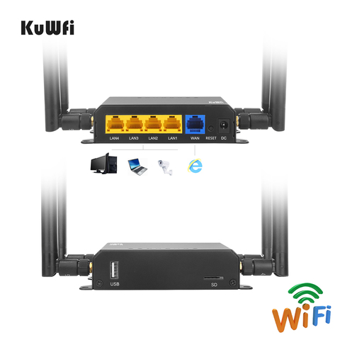 KuWFi WE826 4G LTE Router Openwrt Unlocked 3G/4G Wifi Router CAT4 150Mbps  4G Modem with 4g antennas&Sim Card Slot ► Photo 1/6