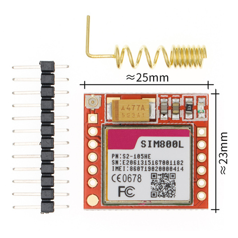 Smallest SIM800L GPRS GSM Module MicroSIM Card Core BOard Quad-band TTL Serial Port with the antenna ► Photo 1/6