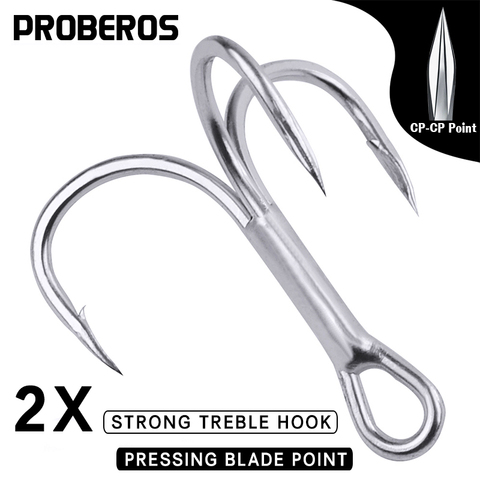 PROBEROS 10Pcs/lot Saltwater Fishing Hooks Treble Hooks 1#-2#-4#-6#-8#-10#-12#-14#-1/0#-2/0#-3/0# High-Carbon Steel Fishhooks ► Photo 1/6